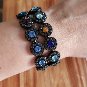 Jet tone Multicolored Rhinestone stretch Bracelet